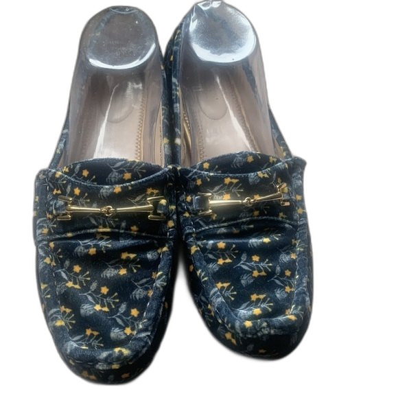 CAbi Carnaby Women's Blue Floral Velvet Loafer Shoe Size 9 Work Casual Career - Picture 9 of 16